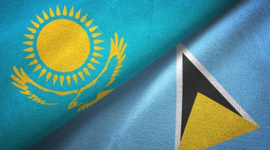 Kazakistan ve Saint Lucia iki bayraktekstil kumaş, kumaş doku