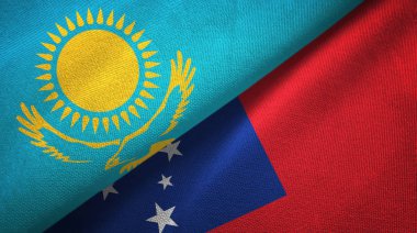 Kazakistan ve Samoa iki bayraktekstil kumaş, kumaş doku