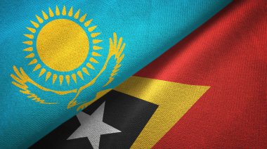 Kazakistan ve Timor-Leste Doğu Timor iki bayraktekstil kumaş, kumaş doku