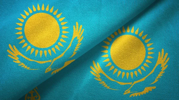 Kazakhstan two flags textile cloth, fabric texture