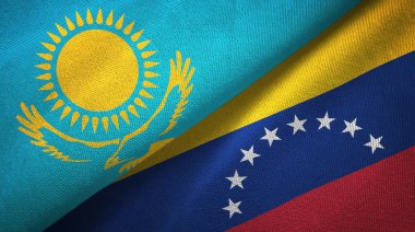 Kazakistan ve Venezuela iki bayrak tekstil kumaş, kumaş doku