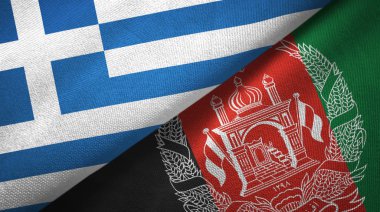 Yunanistan ve Afganistan iki bayrak tekstil kumaş, kumaş doku 