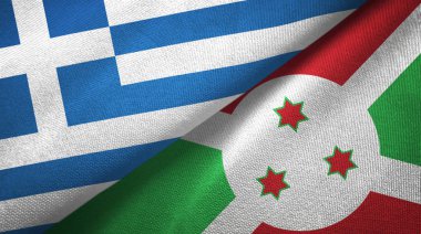 Yunanistan ve Burundi iki bayrak tekstil kumaş, kumaş doku 