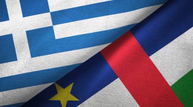 Yunanistan ve Orta Afrika Cumhuriyeti iki bayrak tekstil kumaş doku 