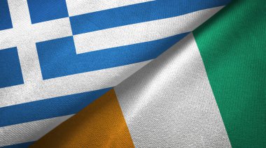 Yunanistan ve Fildişi Sahili Fildişi sahili iki bayraklar tekstil kumaş doku 