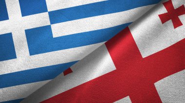 Yunanistan ve Gürcistan iki bayraktekstil kumaş, kumaş doku