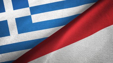 Yunanistan ve Endonezya iki bayrak tekstil kumaş, kumaş doku