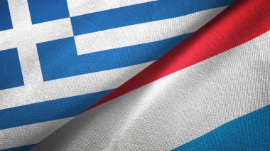 Yunanistan ve Lüksemburg iki bayrak tekstil kumaş, kumaş doku