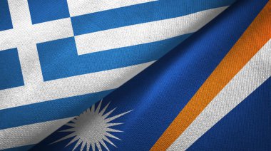 Yunanistan ve Marshall Adaları iki bayrak tekstil kumaş, kumaş doku