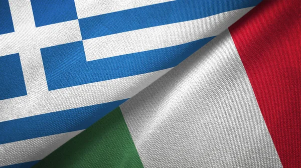Greece and Italy two flags textile cloth, fabric texture