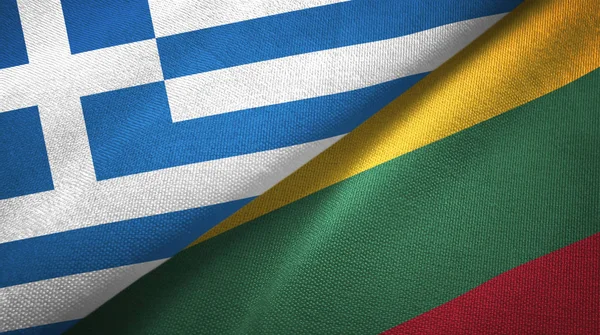 Greece and Lithuania two flags textile cloth, fabric texture