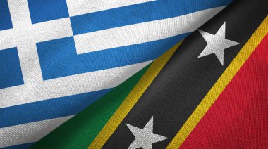 Yunanistan ve Saint Kitts ve Nevis iki bayraklar tekstil kumaş, kumaş doku
