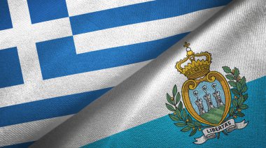 Yunanistan ve San Marino iki bayraktekstil kumaş, kumaş doku