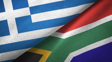 Yunanistan ve Güney Afrika iki bayraktekstil kumaş, kumaş doku