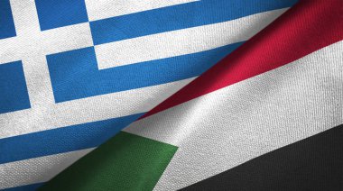 Yunanistan ve Sudan iki bayrak tekstil kumaş, kumaş doku