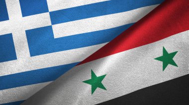 Yunanistan ve Suriye iki bayrak tekstil kumaş, kumaş doku