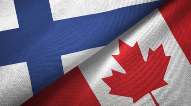 Finlandiya ve Kanada iki bayraklar tekstil kumaş, kumaş doku 