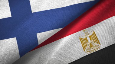 Finlandiya ve Mısır iki bayrak tekstil bezi