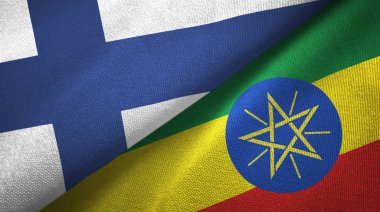 Finlandiya ve Etiyopya iki bayraklar tekstil kumaş, kumaş doku