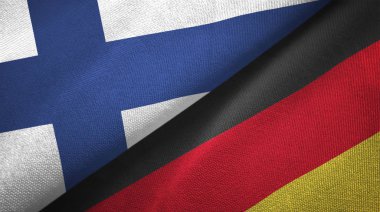 Finlandiya ve Almanya iki bayraktekstil kumaş, kumaş doku