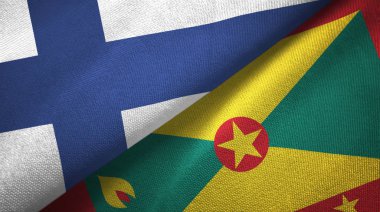 Finlandiya ve Grenada iki bayrak tekstil kumaş, kumaş doku