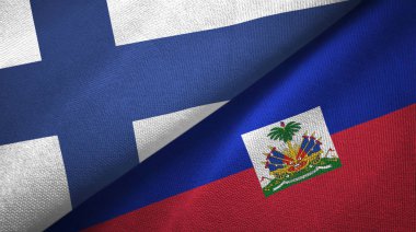 Finlandiya ve Haiti iki bayraklar tekstil kumaş, kumaş doku