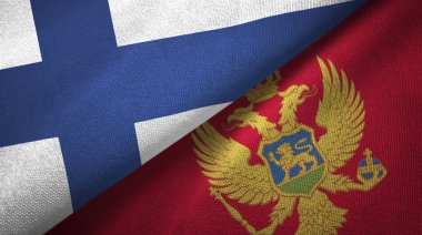 Finlandiya ve Karadağ iki bayrak lı tekstil kumaş, kumaş dokusu