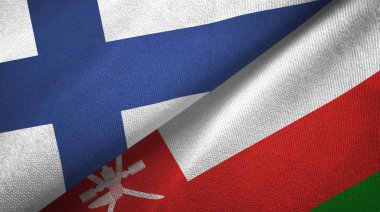 Finlandiya ve Umman iki bayraktekstil kumaş, kumaş doku