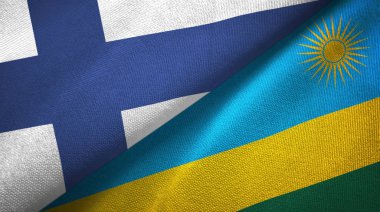 Finlandiya ve Ruanda iki bayrak tekstil kumaş, kumaş doku