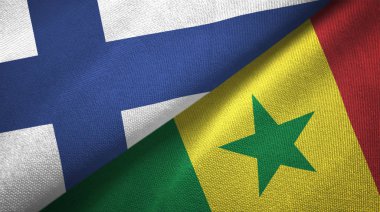 Finlandiya ve Senegal iki bayraklar tekstil kumaş, kumaş doku