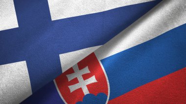 Finlandiya ve Slovakya iki bayraktekstil kumaş, kumaş doku
