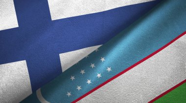 Finlandiya ve Özbekistan iki bayraktekstil kumaş, kumaş doku