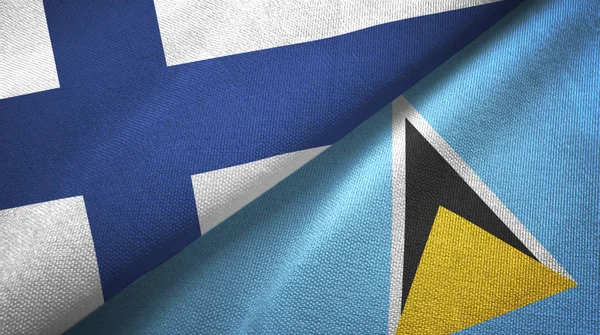 Finlandia y Santa Lucía dos banderas tela textil, textura de la tela —  Fotos de Stock