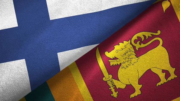 Finland och Sri Lanka två flaggor textil tyg, tyg textur — Stockfoto
