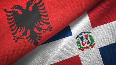 Arnavutluk ve Dominik Cumhuriyeti iki bayrak tekstil kumaş, kumaş doku