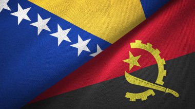 Bosna-Hersek ve Angola iki bayrak tekstil kumaş, kumaş doku 
