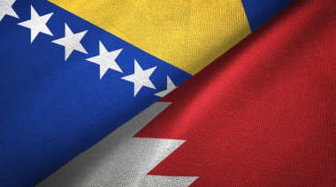 Bosna-Hersek ve Bahreyn iki bayrak tekstil kumaş, kumaş doku 