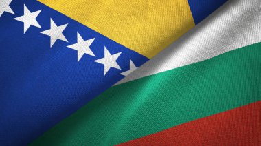 Bosna-Hersek ve Bulgaristan iki bayrak tekstil kumaş, kumaş doku 