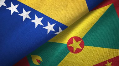 Bosna-Hersek ve Grenada iki bayrak tekstil kumaş, kumaş doku