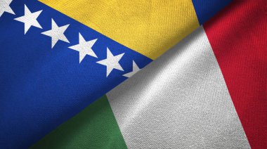 Bosna-Hersek ve İtalya iki bayrak tekstil kumaş, kumaş doku