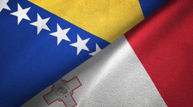 Bosna-Hersek ve Malta iki bayrak tekstil kumaş, kumaş doku
