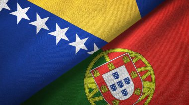 Bosna-Hersek ve Portekiz iki bayrak tekstil kumaş, kumaş doku