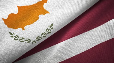 Kıbrıs ve Letonya iki bayraktekstil kumaş, kumaş doku