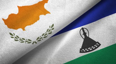 Kıbrıs ve Lesotho iki bayrak tekstil kumaş, kumaş doku