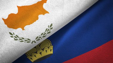 Kıbrıs ve Lihtenştayn iki bayrak tekstil kumaş, kumaş doku