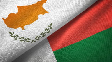 Kıbrıs ve Madagaskar iki bayrak tekstil kumaş, kumaş doku