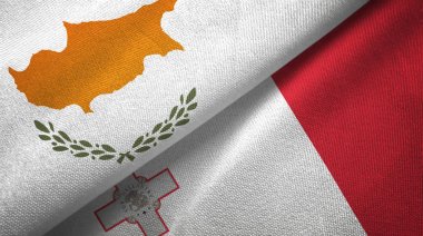 Kıbrıs ve Malta iki bayraktekstil kumaş, kumaş doku