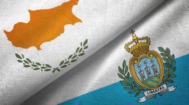 Kıbrıs ve San Marino iki bayraklar tekstil kumaş, kumaş doku
