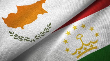 Kıbrıs ve Tacikistan iki bayrak tekstil kumaş, kumaş doku