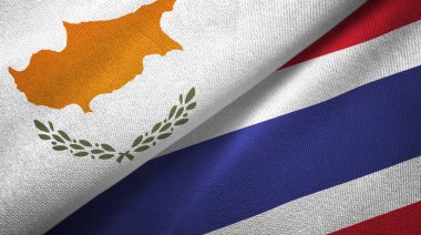 Kıbrıs ve Tayland iki bayraklar tekstil kumaş, kumaş doku